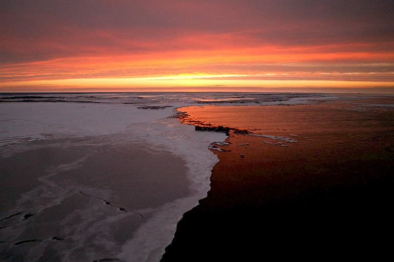 Ondergaande zon bij Churchill.