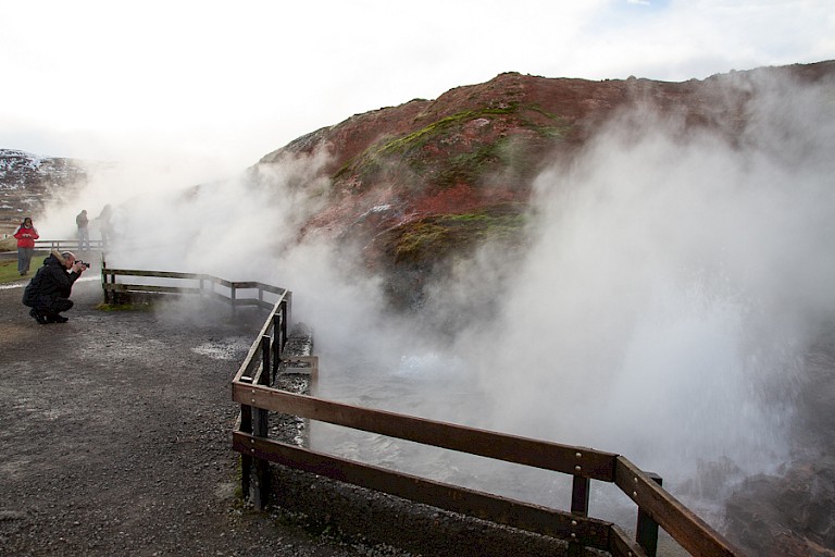 Bij de bron Deildartunguhver in de omgeving van Reykholt.