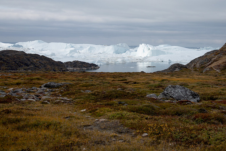 Wandeling naar Sermermiut om naar de grote ijsbergen te kijken.