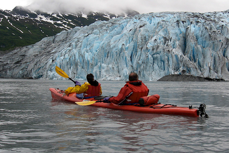 Kajakken langs gletsers.