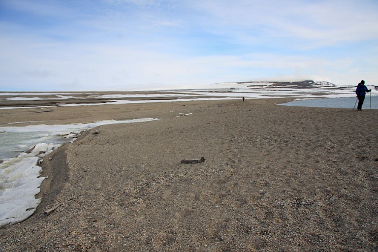 Het kale landschap van Nordaustlandet, Spitsbergen.