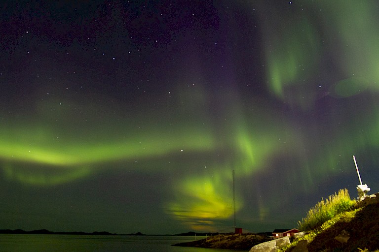 Noorderlicht aan de zuidwestkust van Groenland.