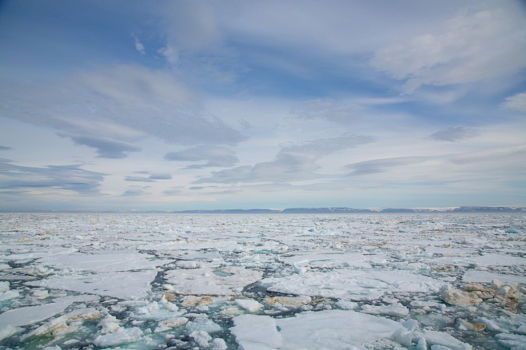 Soms is er veel ijs in de Sorfjorden (Spitsbergen).