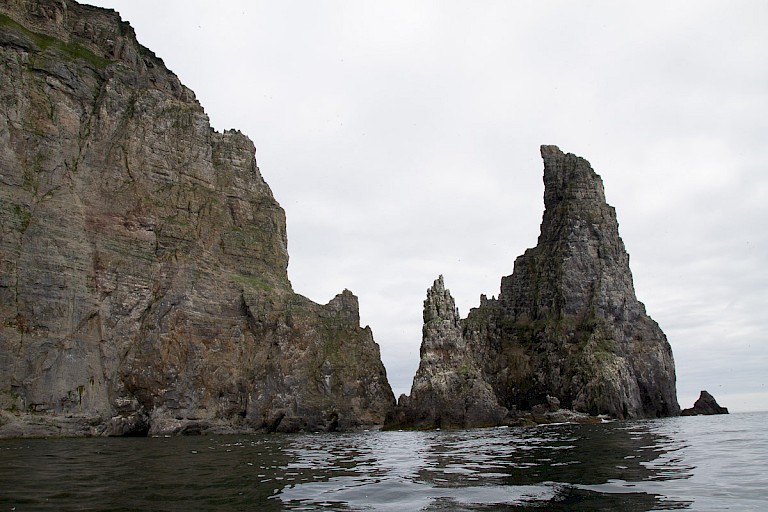 Kliffen en rotspilaren bij Bereneiland.
