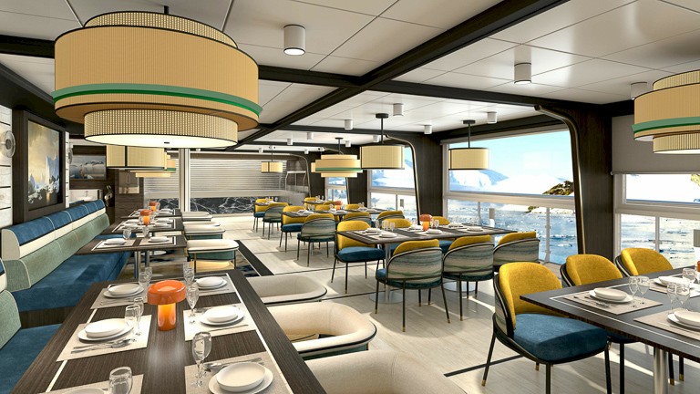 Overdekt restaurant op dek 8.