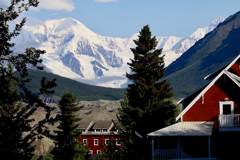 Kennicottgletsjer met uitzicht op de Rootgletsjer.