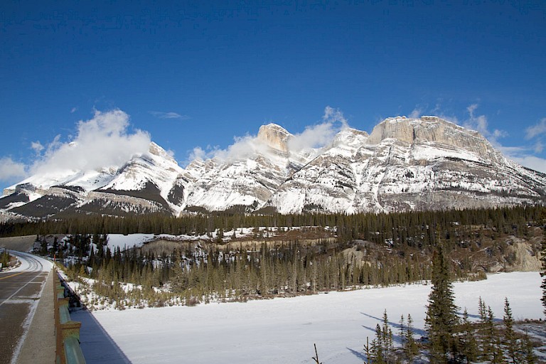 Rocky Mountains tussen Jasper en Calgary.