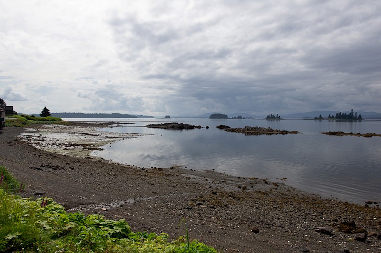 Een van de vele verlaten strandjes in de Inside Passage.