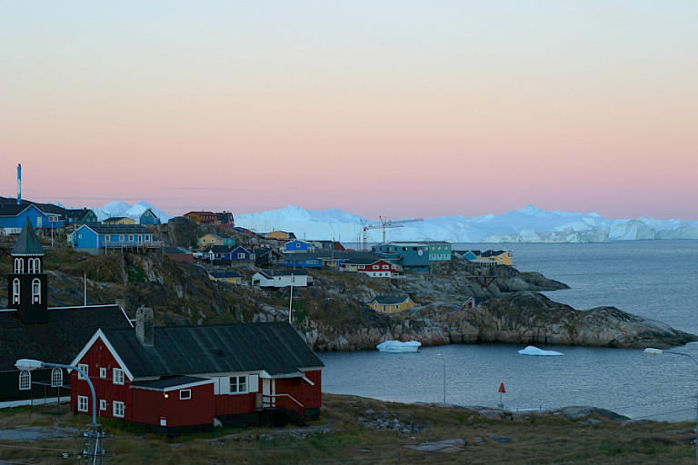 Zonsondergang in Ilulissat, Groenland.