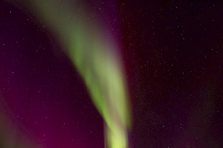 Diverse kleuren in het noorderlicht.