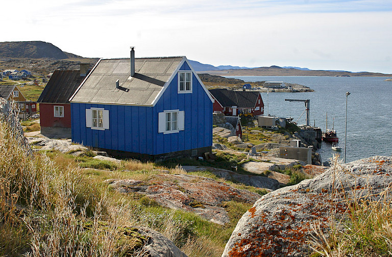 Huisjes aan de baai in Ilulissat.