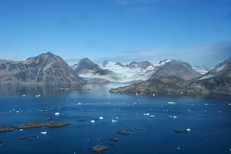 Fjorden en gletsjers rond Ammassalikeiland, Groenland.