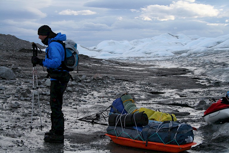 Het begin Kangerlussuaq, een stevige klim om op de ijskap te komen.