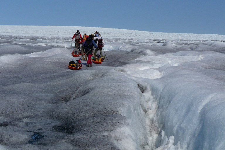 Trekking over de Groenlandse IJskap.
