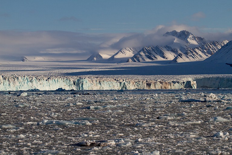 Uitzicht de op de Kongsbree, Spitsbergen.