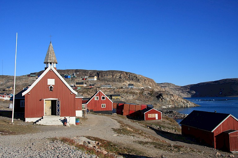 Het kerkje van Ittoqqortoormiit, Groenland.