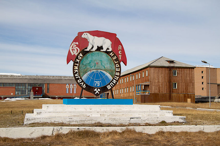 Centrale plein in Pyramiden.