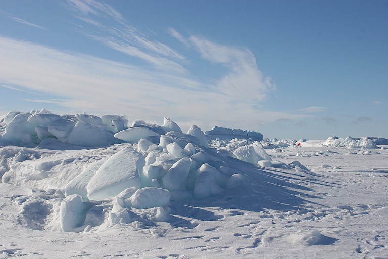 Opgestuwd ijs in de Weddellzee.