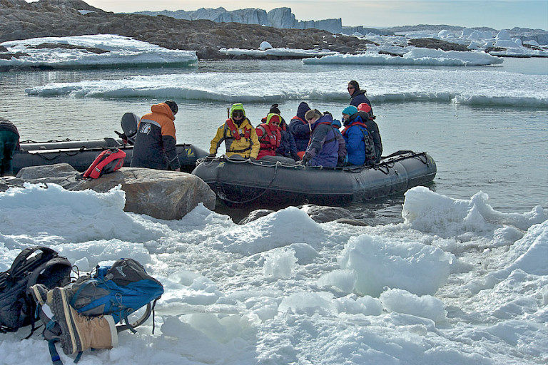 Klaar om aan land te gaan in de Rosszee, Antarctica.