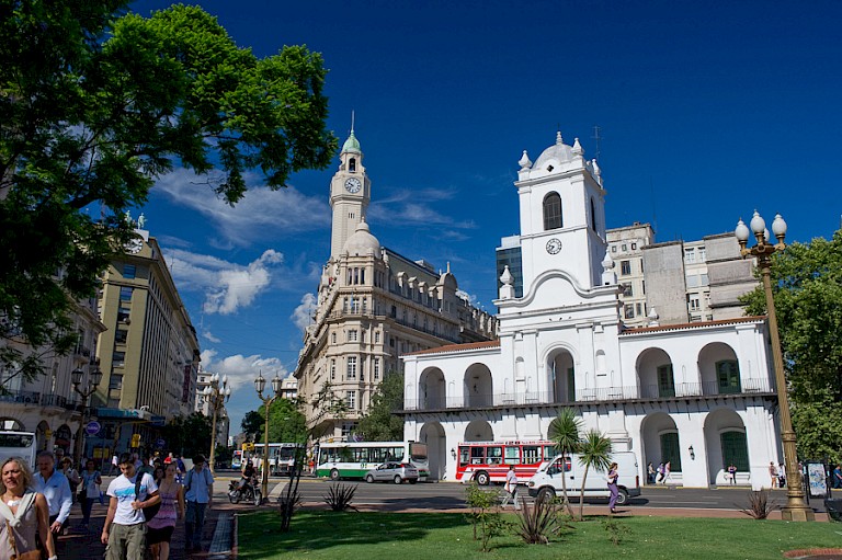 Het centrum van Buenos Aires staat vol met koloniale gebouwen in prachtige bouwstijl.